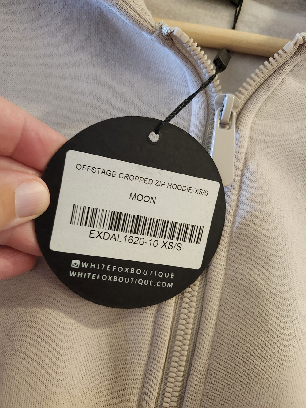 NWT White Fox Offstage Cropped Zip Hoodie Moon XS/S - Picture 5 of 6